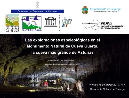 Cartel exploración espeleológica en el Monumento Natural de Cueva Huerta